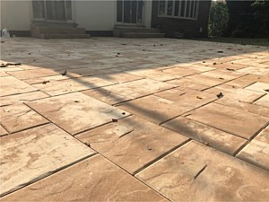 nicolock travertina alpine ridge with southgate wall steps out of sliding door